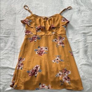 Three Hearts Mustard Floral Mini Dress